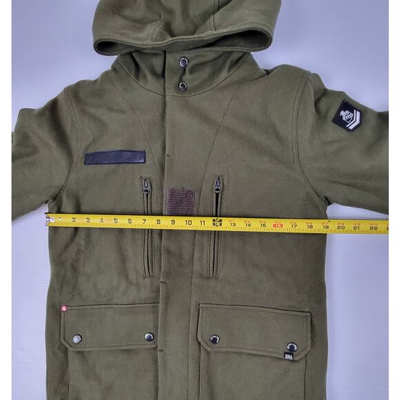 Izzue IZ-X04-Army Green Wool Blend Mens Large Button Military Style Heavy Jacket - Picture 13 of 16